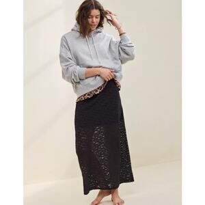 Aerie Black Vintage Lace Maxi Skirt w/ Mini Lining | Elastic Waist | Size L